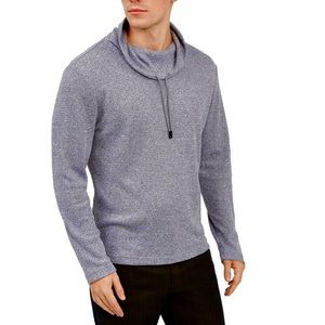 Alfani Men's Drawstring Funnel-Neck Sweater Blue Stone Hthr Size Large NWT